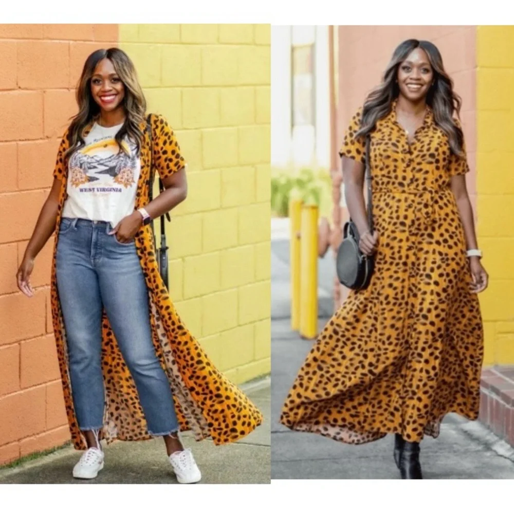 ANTHROPOLOGIE Porridge Vianne Maxi Women's Dress Size 16W Cheetah Leopard Print - Picture 4 of 14